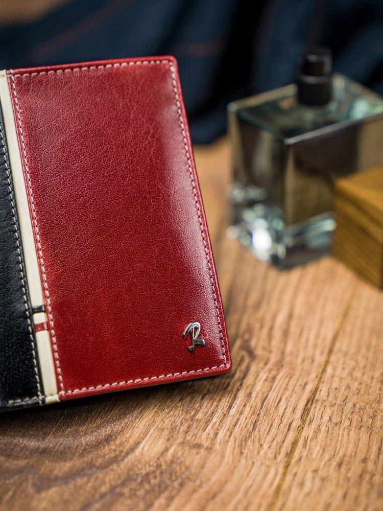 Vertical, two-tone men's wallet made of genuine leather - Rovicky