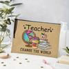 1pc "Teacher Change The World" Printed Cosmetic Bag, Women Travel Makeup Storage Bag, Back To School Teacher Gift
