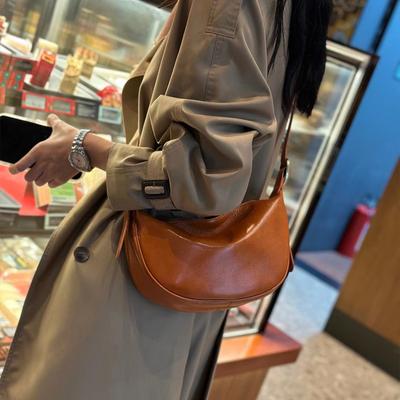 Underarm Bag Genuine Leather Bag Women's Dumpling Bag Crossbody Bag Large Capacity Commuter Shoulder Bag