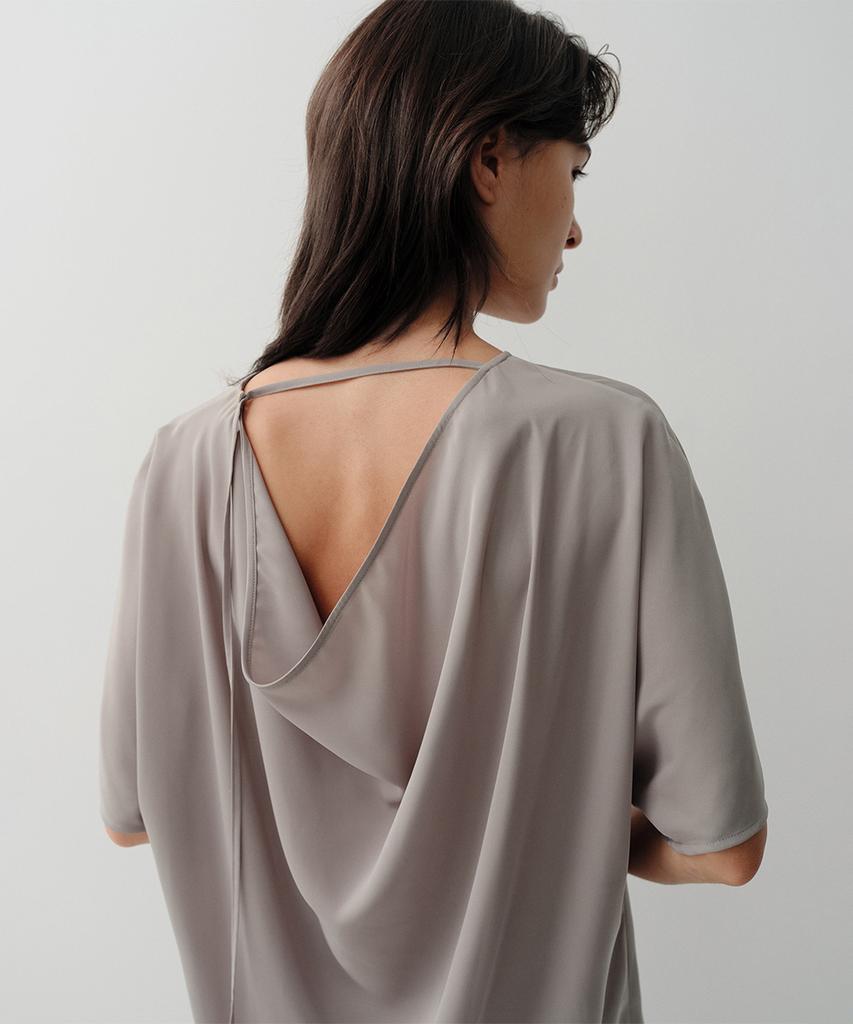 Ia Back Cowl Blouse (Taupe)