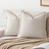Throw Pillow Covers Set of 2 Striped Fringe Pillow Cover Farmhouse Cushion Covers with Tassel Neutral Boho Pillowcase for Couch