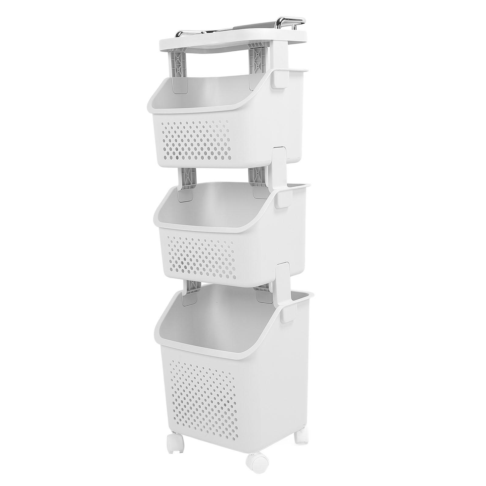 

Rolling Laundry Hamper PP ABS Laundry Shelf Clothes Storage Basket Organizer with 4 Wheels for Home Kitchen Bathroom 3