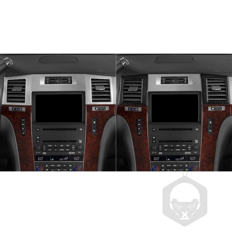 Real Carbon Fiber Car Accessories Center Air Vent Trim Decorative Cover Soft Sticker For Cadillac Escalade EXT ESV 2007-2014
