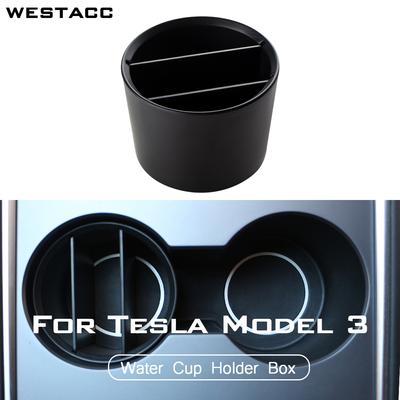 ABS Car Water Cup Holder Card Coin Storage Box for Tesla Model 3 2016 2017 2018 Stowing Organizer