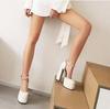 2026 Fashion Waterproof Platform 12CM Women's Summer Shoes Luxury Style Square Head Void High Heel Sandals Thick Sole Dress Shoe