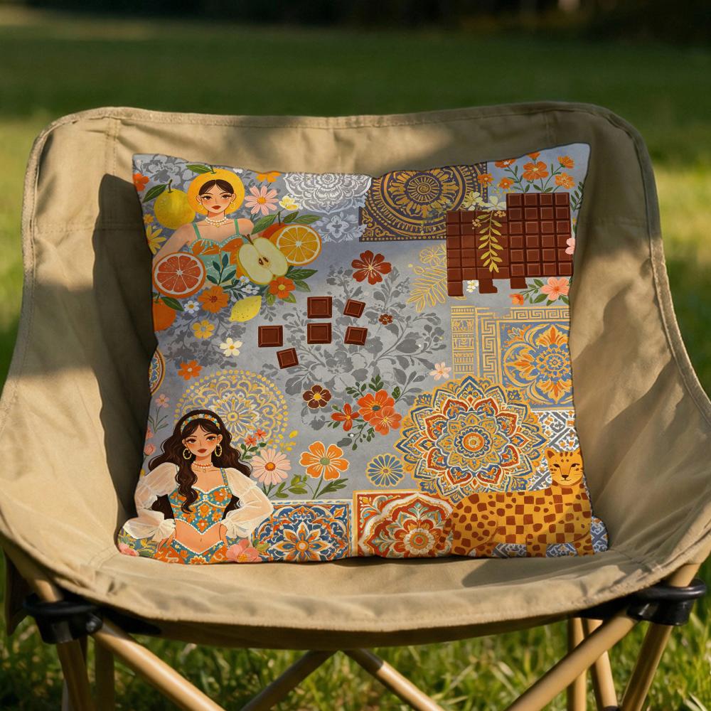 Nostalgic Vintage Exotic Cushion Cover Soft Reversible  Durable Pillow Cover  MultiScene Use for Home  Car Daily Comfort