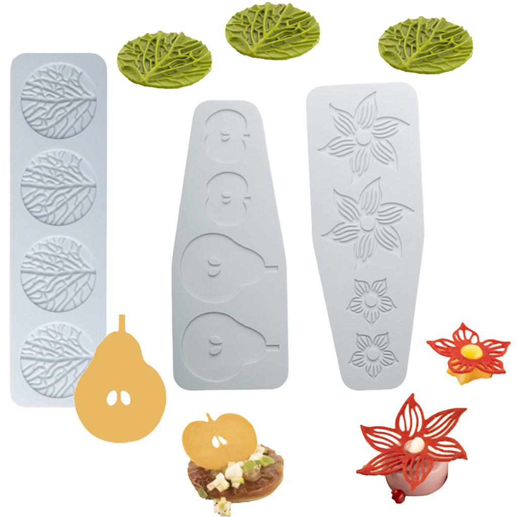 Texture Exquisite Leaf Silicone Cuisine Mold Flower Lace Pad Chocolate Candy Biscuit Baking Mould Apple Pear Ice Tray Cake Decor