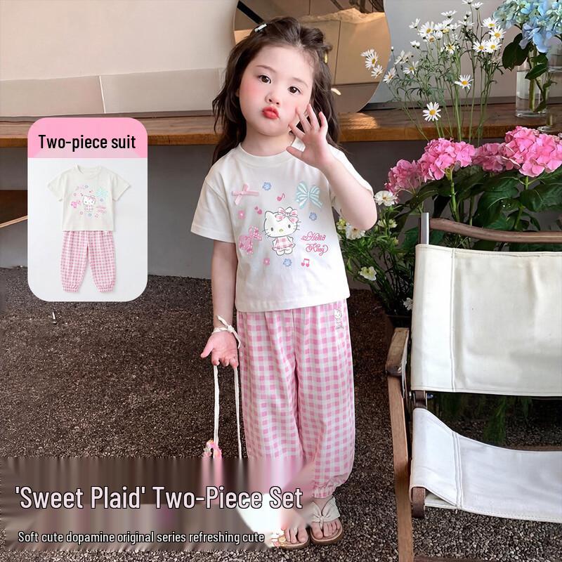 Hello Kitty Girls  Plaid Summer Two-Piece Set 160