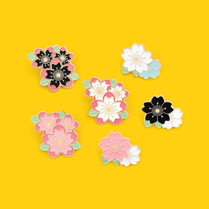 Unique Geometric Brooches In Japanese Sakura Design Versatile Enamel Pins For Men And Women