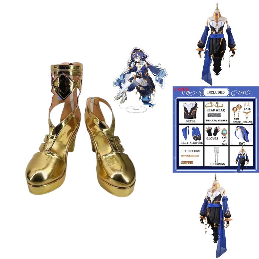 Gorgeous Genshin Impact Layla Cosplay Costume Wig Shoes For Adults Halloween Carnival Party