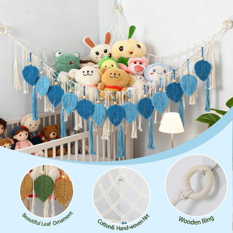 Hand Woven Cotton Rope Net Bag Kids Room Kindergarten Decor Wall Storage Hanging Net Hammock