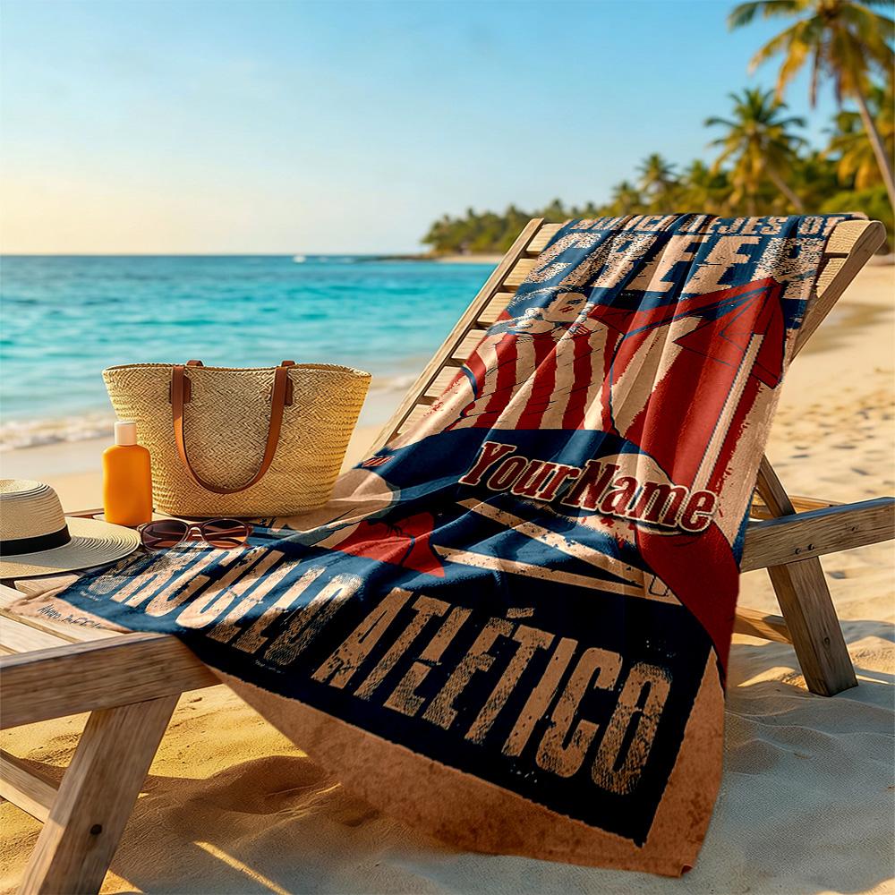 Atletico Madrid Personalized Name Beach Towel High Absorbency & Quick-Dry Suitable for Sports Travel Swimming Yoga Bathroom Beach And Pool
