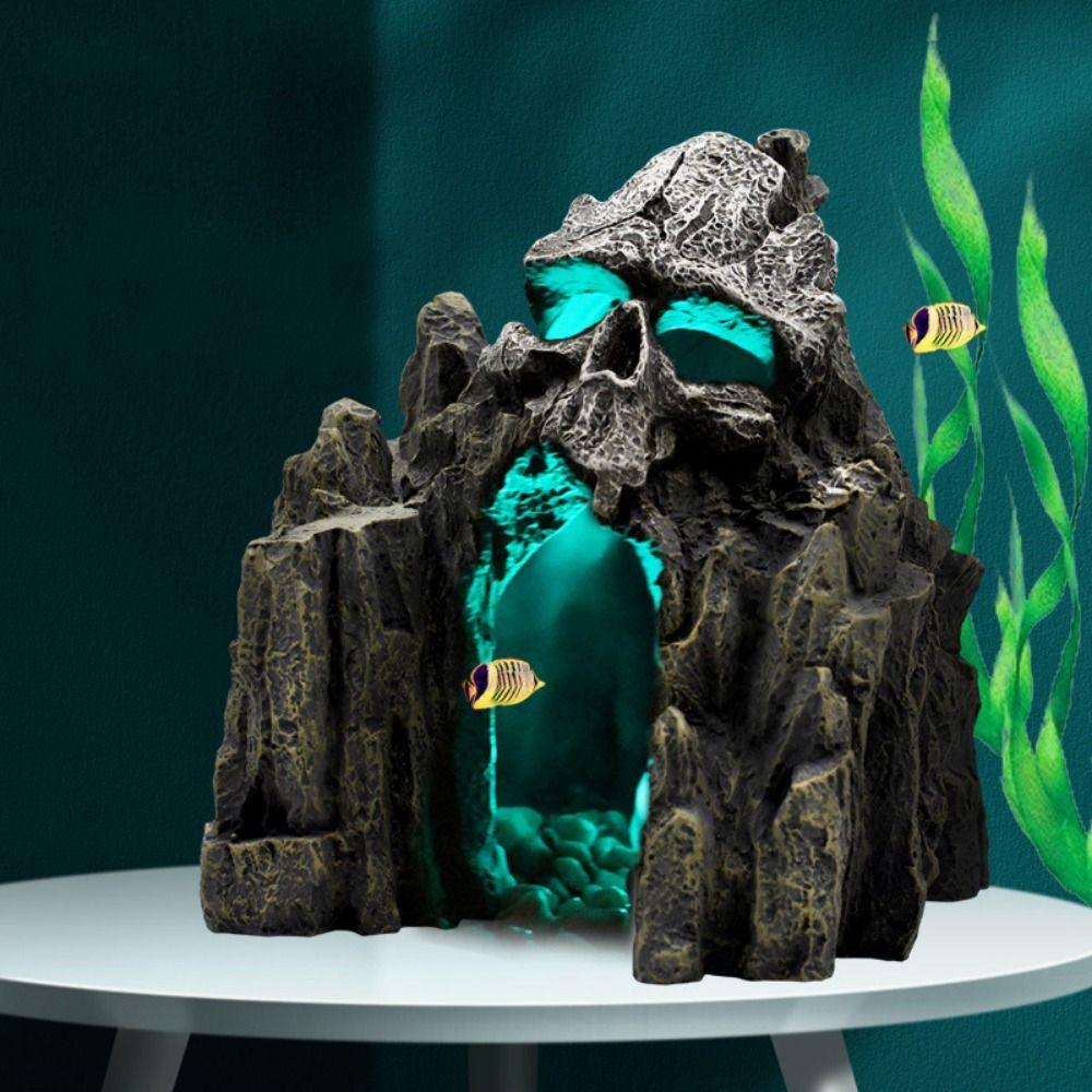Simulation Aquarium Skull Cave Lifelike Fish Shrimp Escape House Fish Hideout Rockery  Reptile Tank