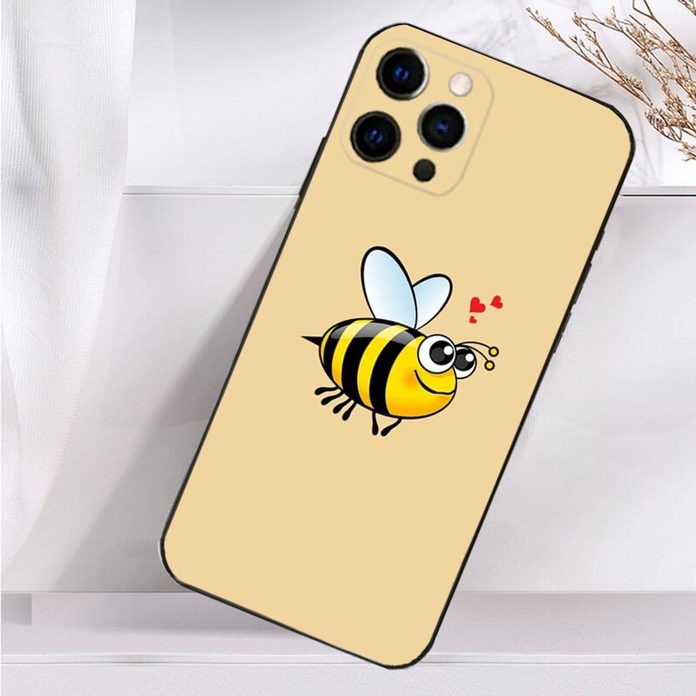 Cartoon Little Yellow Bees Phone Case For iPhone 16,15,14,13,12,11 Plus,Pro Max,XS,X,XR,SE,Mini,8,7 Soft Silicone Black Cover