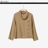 ZANZEA Womens Vintage 2PCS Sets Cowl Neck Blouse and Wide Leg Trousers Casual Loose Suit Autumn Spring Outfits