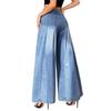 Damen Casual Vintage Lockere Passform Patchwork Weites Bein Denim Jeans für den Alltag