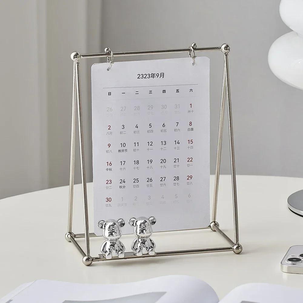 Home Decor Creative Bear Swing Photo Frame Living Room Table Ornament Office Desk Accessories Metal Decoration Crafts