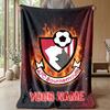 Custom Text Flannel Throw Blanket, Lightweight Cozy Bed Sofa BlanketBournemouth Football