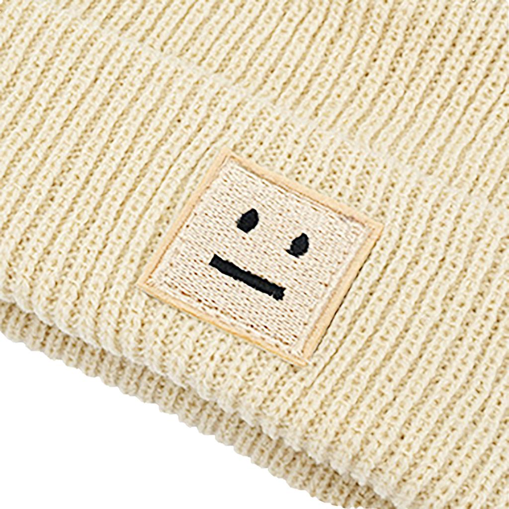 Men's And Women's  And Winter College  Windproof And Warm Expression Embroidered Knitted Hat