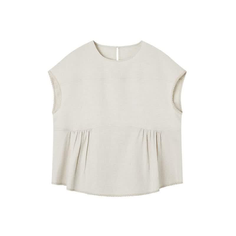 Demana Linen Blend Cap Sleeve Blouse
