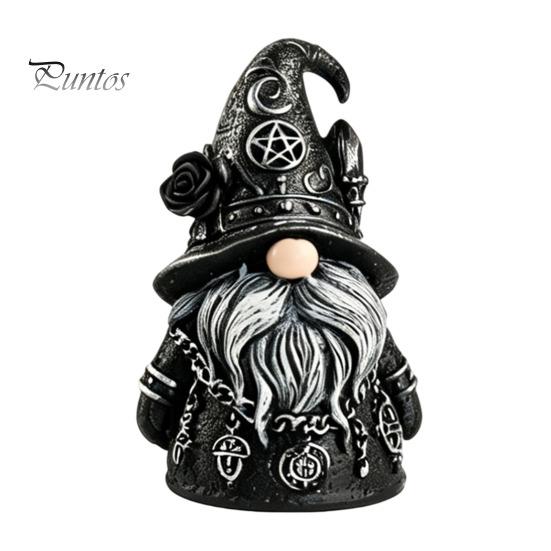 Unique Outdoor Witchy Gnome Halloween Gothic Resin Figurine, Dark Faceless Wizard Doll for Decorative Garden Figurine Desk Shelf, Spooky Home