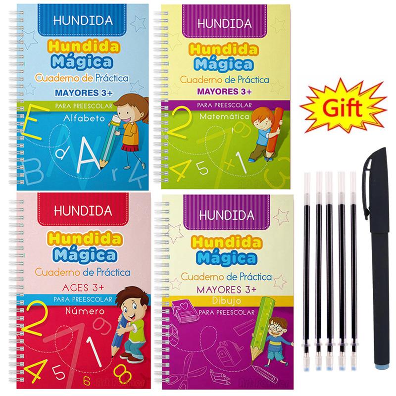 Learning Books For Children Spanish Calligraphy Notebook English Montessori Magic Book Mathematical Copybooks Notebooks Kids Quality