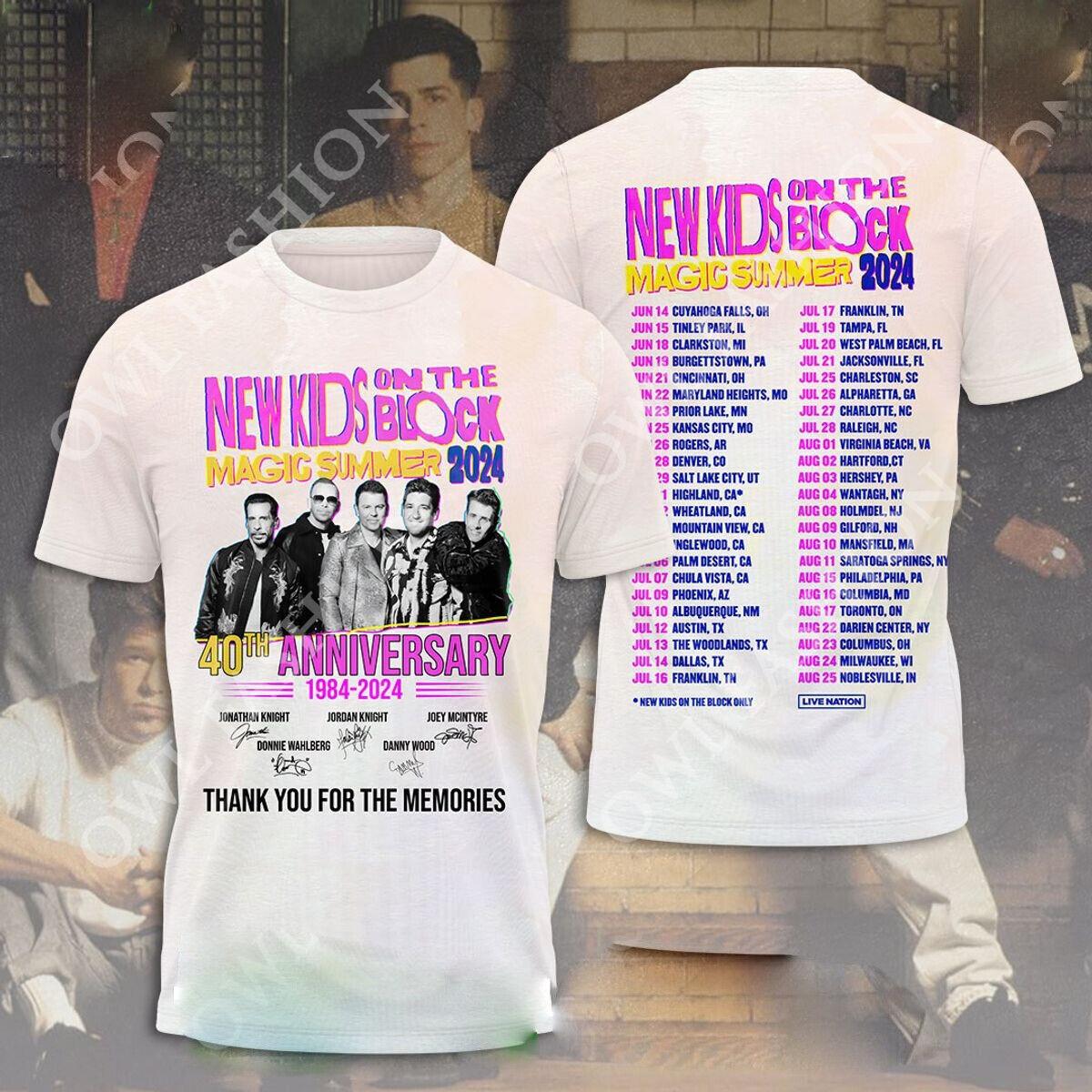 New On The Block The Magic Summer Tour 2024 T-Shirt Mens Womens Tees Top Gift Fans Music XL
