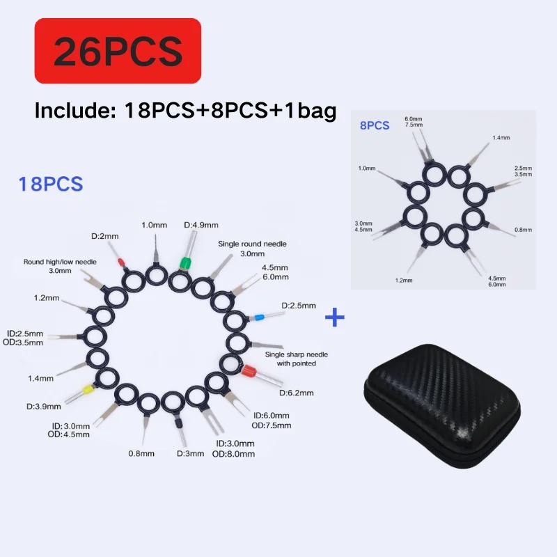 26/41pcs Car Terminal Removal Kit Box Wire Plug Connector Extractor Puller Release Pin Extractor Set For Automotive Repair Tool