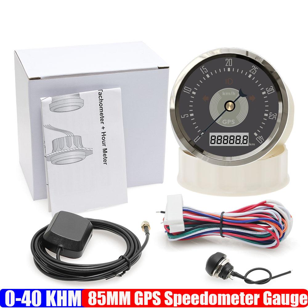 

ZMFJH 40KMH,160KMH,200KMH 85MM GPS Speedometer Gauge with Antenna High Beam Turn Light Yellow Red LED for Car Boat Retro Vintage 40KMH BS