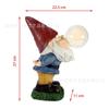 Blowing‑bubble Gnome Statue Solar LED Light Resin Garden Outdoor Yard Ornament Decor