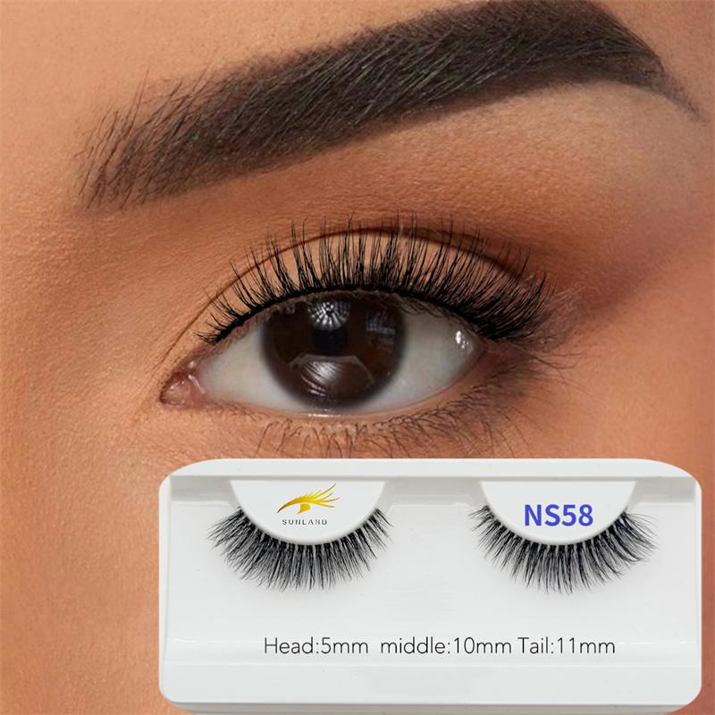 Factory Price Customized Natural Invisible Synthetic Eyelash Faux Mink Matte Flat Clear Band Lashes Handmade