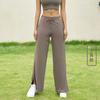 Sweatpants 7A Antibacterial Yoga Trousers High Waist Wide Leg Trousers Side Split Ends Women's Summer Loose Straight Pants Casual Wear