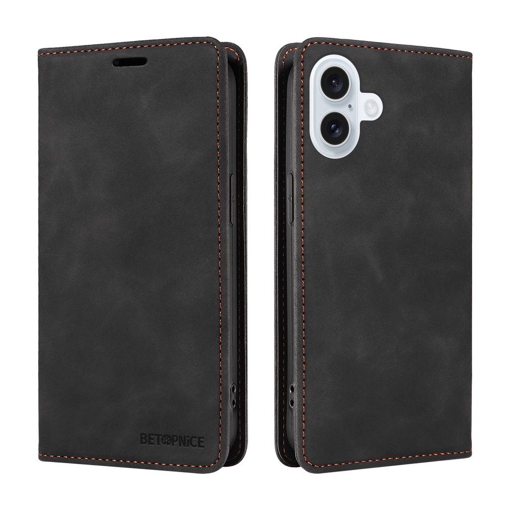 Pro iPhone 17 Pouzdro BETOPNICE Magnetické Zapínání RFID Blokující Peněženka Stojánek Kožený Kryt na Telefon