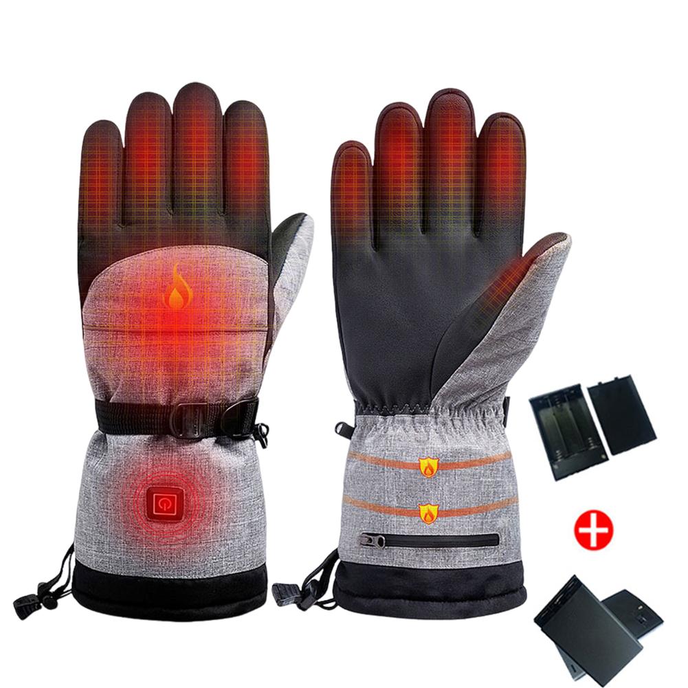 1Pair Heated Gloves Thermal Electric Cold Weather Heating Gloves W/ Battery Box Waterproof Anti-Slip Rechargeable for Men Women