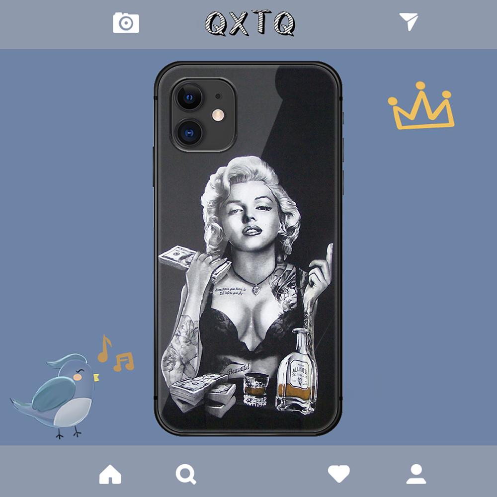 Sexy Girl Marilyn Monroe Hülle für iPhone Samsung Galaxy Redmi Note S 17 16 15 14 13 20 24 25 54 Pro Max Ultra FE Hartglasabdeckung