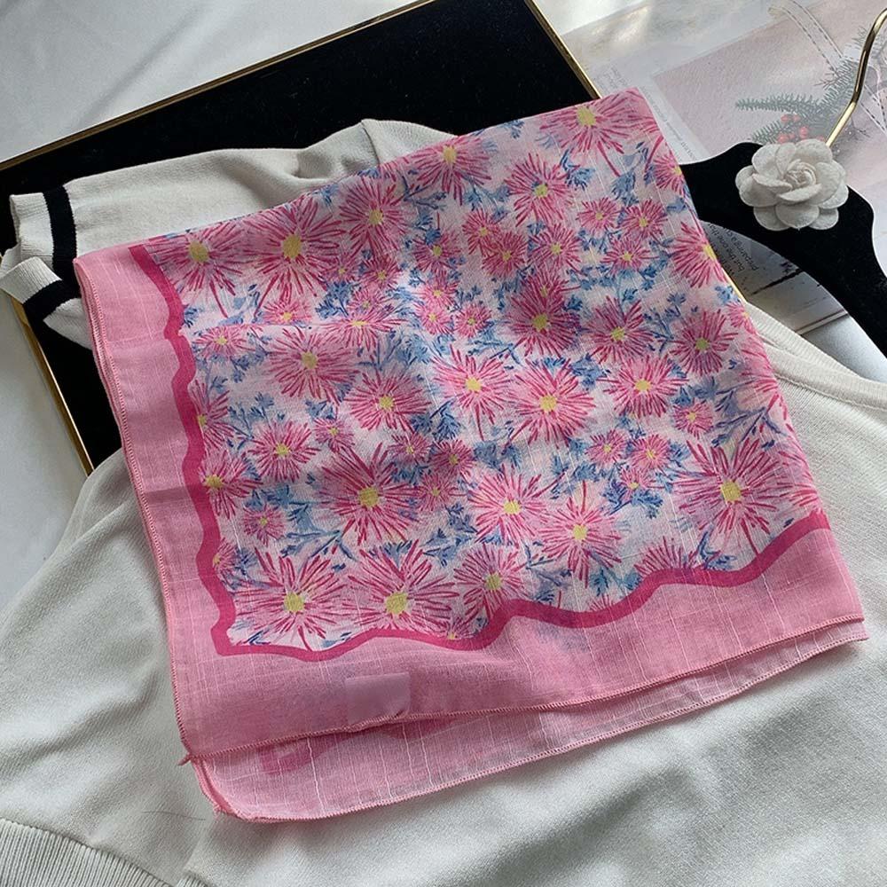 Sweat-absorption Spring Silk Scarf Breathable Scarves Flower Printed Headscarf Vacation