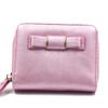 [Fairycase] Cute Pink Bowknot Short Wallet with Stylish Zipper Coin Purse and Card Case (Pink)