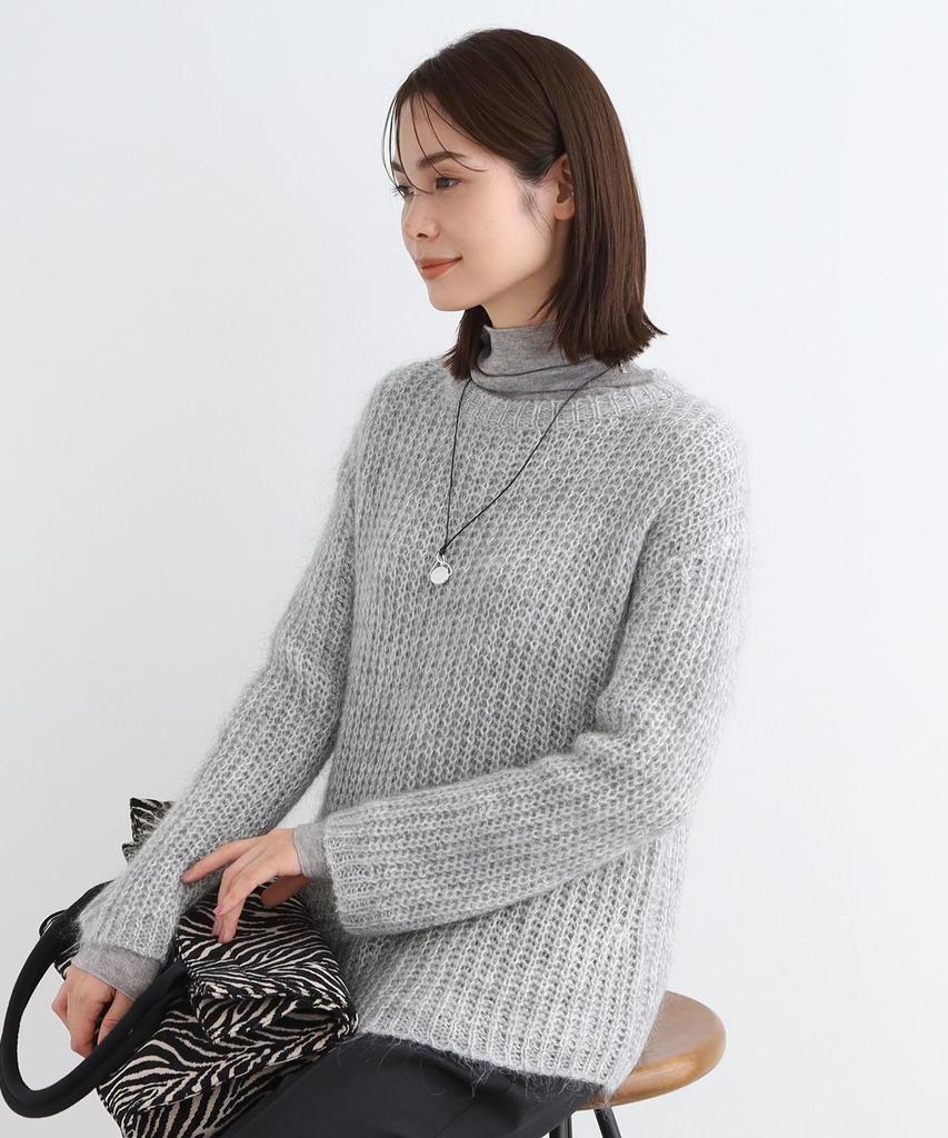 INDIVI Hairy Loose Knit 12719432 Light Gray Size 38 Knitwear/Sweater [Washable/Mohair Blend] Lamé Women's (011) (M)