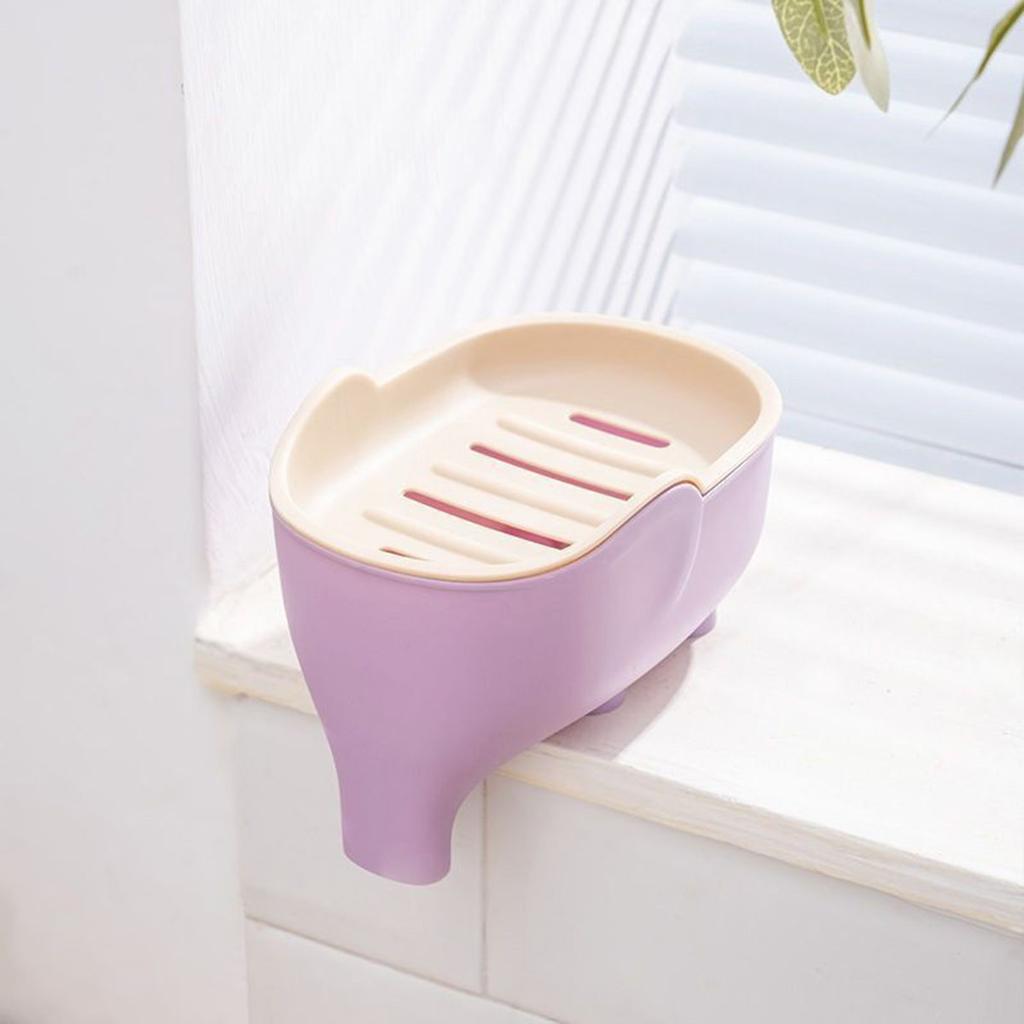 Soap Box NEW Double Layer Creative Cute Elephant Bathroom Accessories Home Decorative Children Students Waterproof Drain Rack