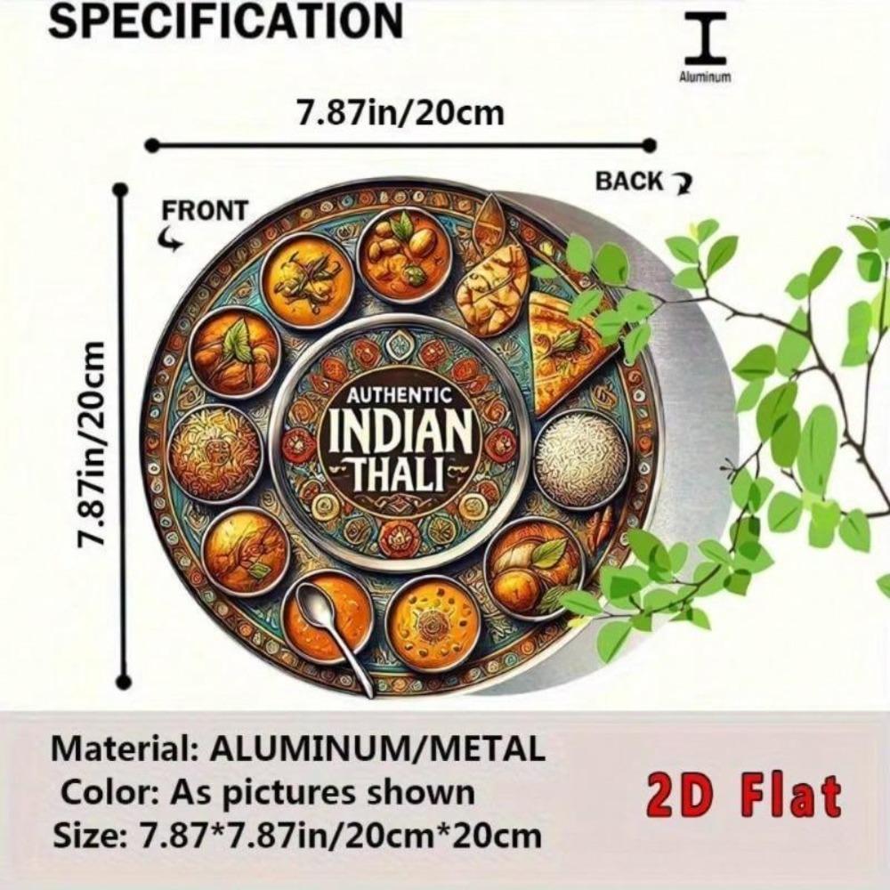 Vintage Indian Thali Aluminum Metal Wall Art Rustic Traditional Food Decor