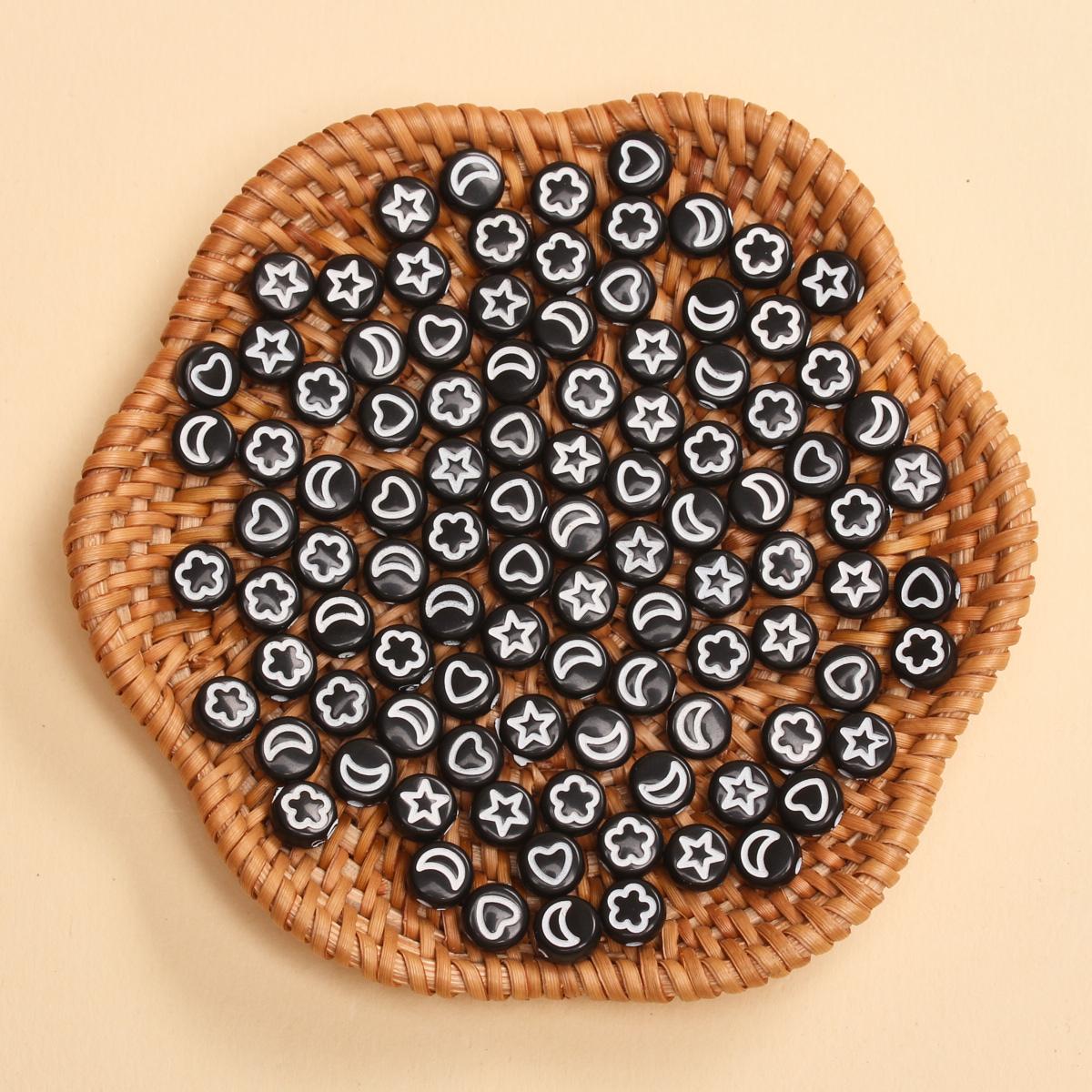 

100 шт. 7 мм Круглые Акриловые Бусины-Разделители с Узором Сердце Звезда Луна для DIY Изготовления Ювелирных Изделий Браслет Ожерелье Серьги Брелок Аксессуары Материалы