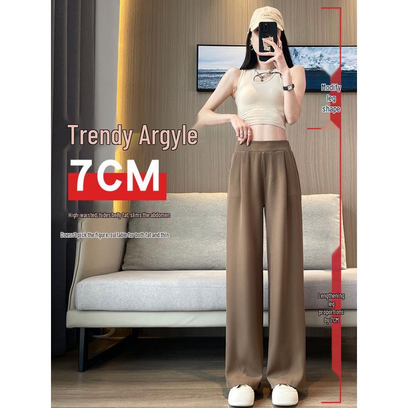 Women's High Waist Wide Leg Pants - Spring/Autumn Casual Draped Straight Leg Trousers