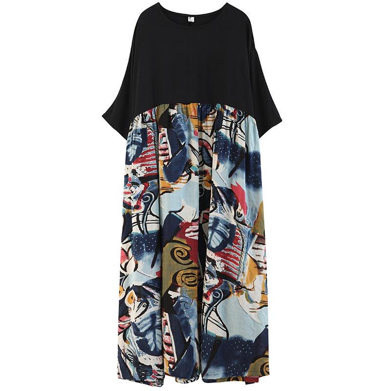 Cotton Plus Size Women Casual Loose Long Summer Dress