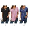 Women Lace Up V Neck Short Sleeve Tunic Top