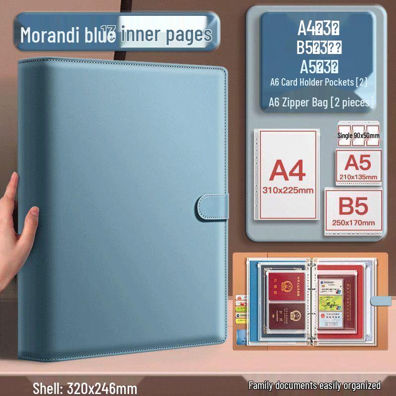 Portable Family Document Organizer: Loose-leaf, Multifunctional, Transparent, Large-Capacity Album for Birth Certificates & Household Records.