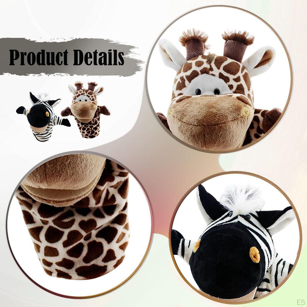 2 Pieces Animal Hand Puppet Plush Soft Toy Educational Stuffed Storytelling Puppets for Game