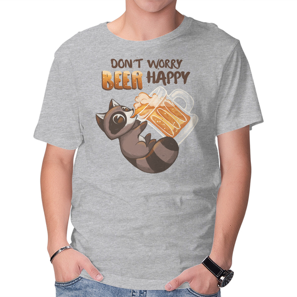 Unisex Crew Neck T-Shirt Beer Happy Graphic Short Sleeve Casual Tee XXXL