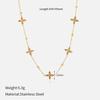 Light Luxury Titanium Steel Necklace 18K Gold Electroplating Double Layer Stacked Wear Star Moon Clover Love Necklace Women's
