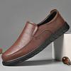 Fashion Classic Brand Men's Leather Casual Shoes Soft Soles Soft Surfaces Men's Loafers Versatile Low Cut Shoes Wear-resistant Brown