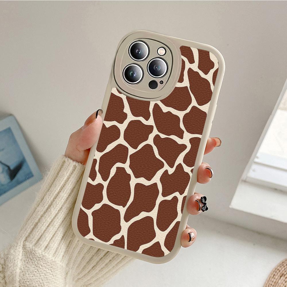 Watercolor Giraffe Painting Style Phone Case for Iphone 14 13 11 12 Pro MAX 13 MiNi 7 8 Plus X XS XR Lambskin Protective Covers